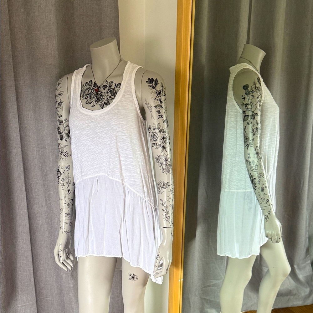 White Sleeveless Women's Top Tunic Dress